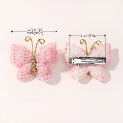 4 Pieces/set New Cute Baby Girl Bow Hairpin Wool Knitted Headwear Handmade Crochet Butterfly Hairpin Children's Hair Accessories - buythingsusa