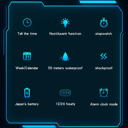 Men's Digital Watch - Sports Watches Tactical Military Stopwatch Alarm 12/24H Outdoor Mens Wristwatch for Running - Durable Stainless Steel & Silicone - For Active Men - Ideal for Sports & Outdoor Activities - Great Gift for Adventurers