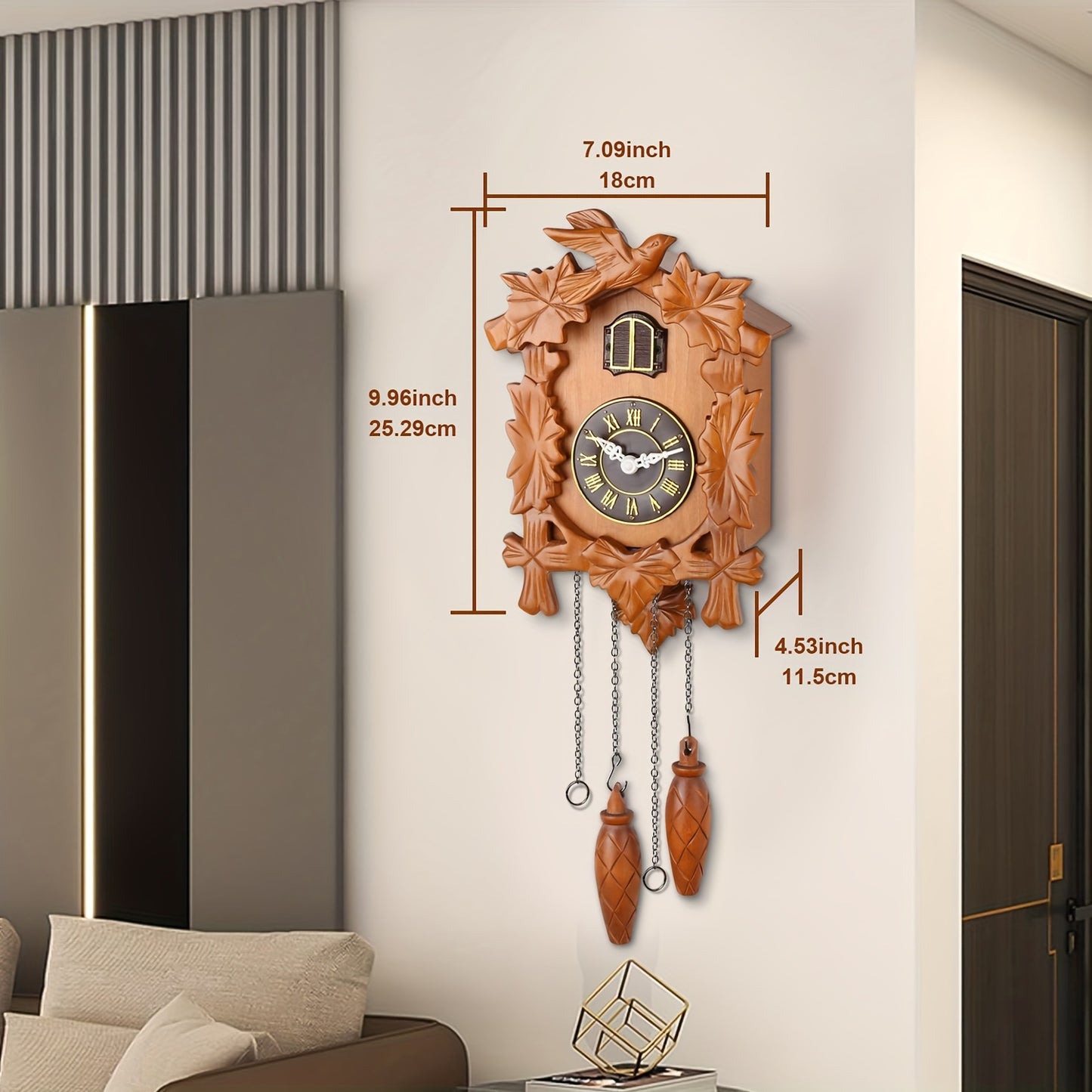 1pc Handcrafted Wooden Cuckoo Clock, MX025, with Auto-Shut-Off Chime...