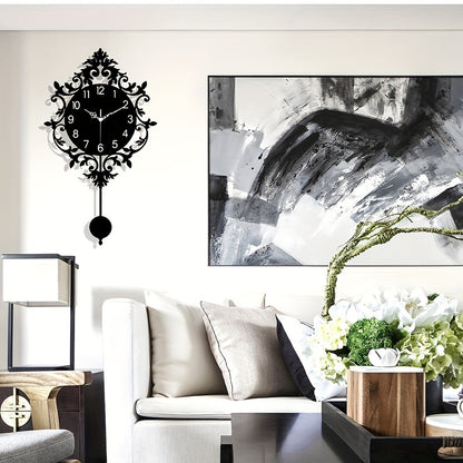 Elegant Silent Wall Clock with Carved Hollow Design - Perfect for Home