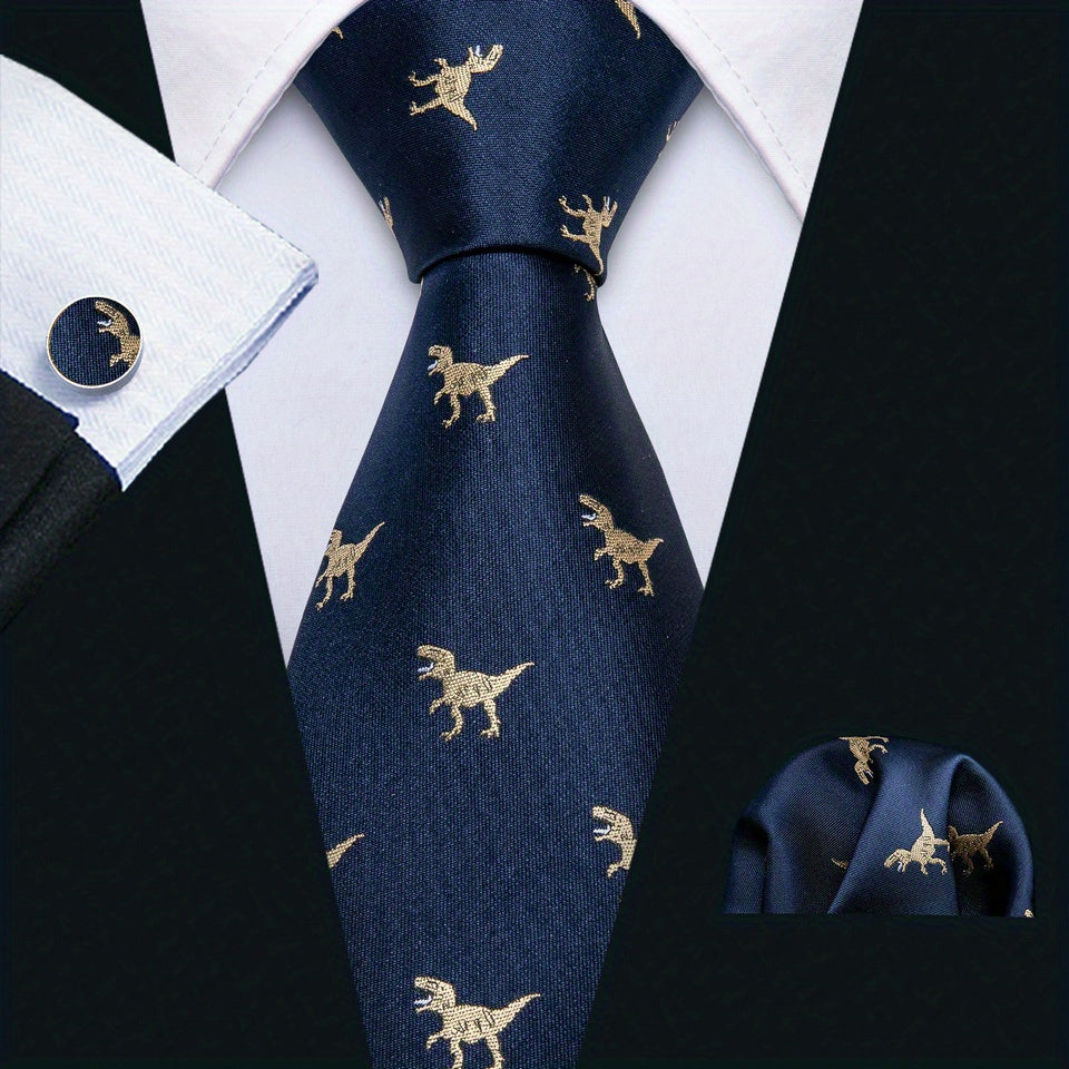 4pcs/set Men's Tie, Handkerchief And Cufflinks..
