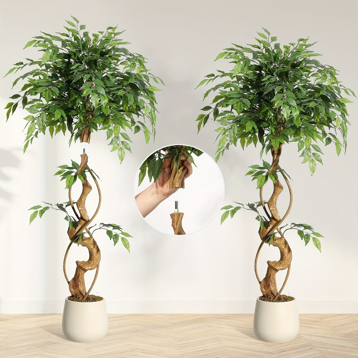 Ficus Tree Artificial, 4FT Artificial Plants Indoor In Sturdy White Pot, Indoor Faux Tree For Home Office Decor