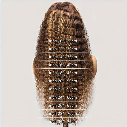 Highlight Wig Human Hair 13X4 Deep Wave Frontal Wig P4/27 Honey Blonde Highlighted Lace Frontal Wigs For Women