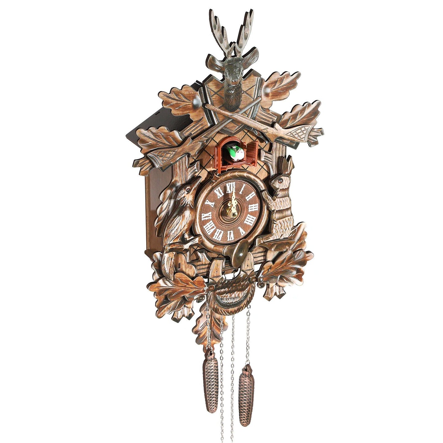 1pc GDRASUYA10 Vintage German Black Forest Handcrafted Pine Wood Cuckoo Clock