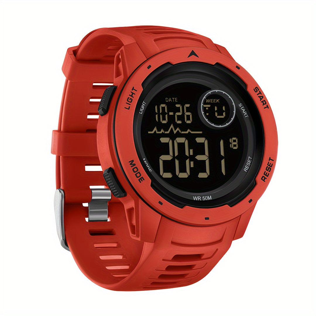 Men's Digital Watch - Sports Watches Tactical Military Stopwatch Alarm 12/24H Outdoor Mens Wristwatch for Running - Durable Stainless Steel & Silicone - For Active Men - Ideal for Sports & Outdoor Activities - Great Gift for Adventurers