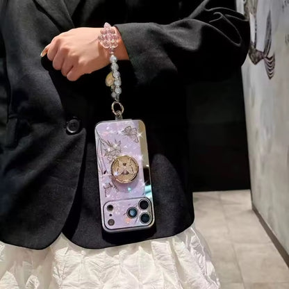 Luxury Girlish Portable  Case For IPhone 17 Pro Max  Diamond Butterfly Stand  Back Cover-AX