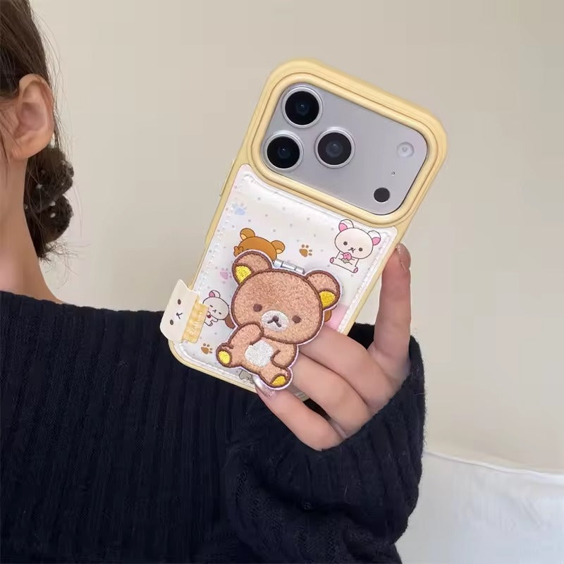 Fashion Cute bear Phone Case For iPhone 17 Pro  Max Back Cover Shockproof Embroidered bear -AX