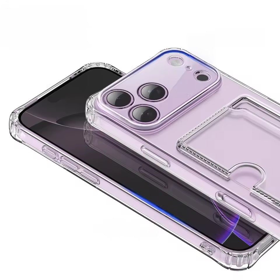 Silicone Clear Case for iPhone 17 Pro Max  Back Card Pocket Cover - AX
