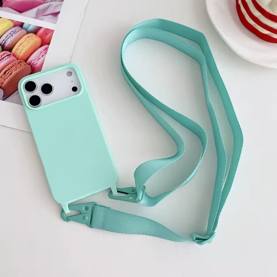 Crossbody Necklace Strap Lanyard Matte Silicone For iPhone 17 Pro Max Shockproof Cover -AX