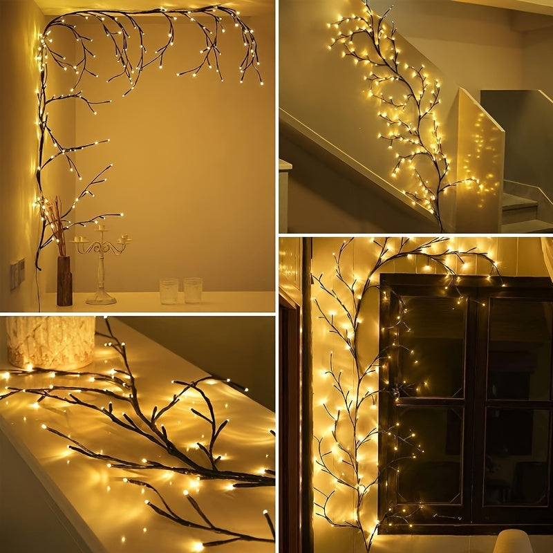 1PC USB-Powered Willow Branch LED Wall Decor, 96 LED Lights, 5. 9ft/1. 8m Festive Decoration String, Suitable for Living Room, Bedroom, Wedding, Party, Patio, and Garden Lighting Decorations