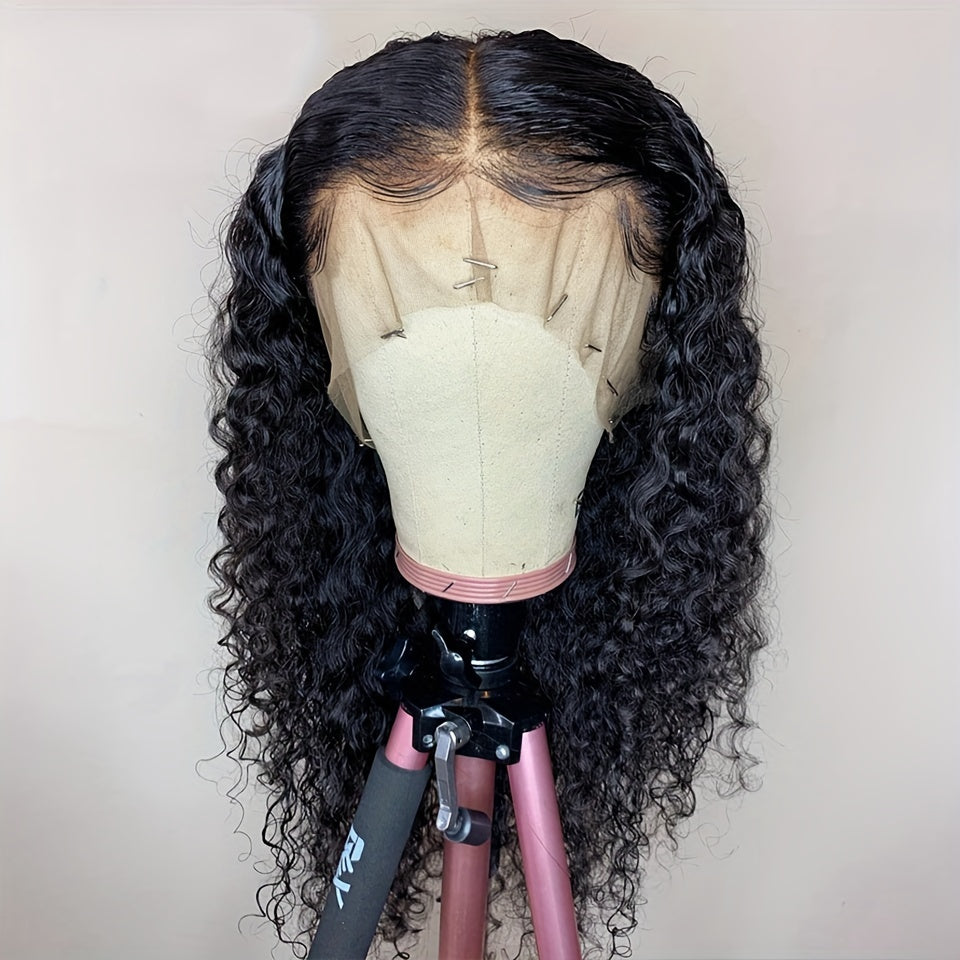 150% Density 13x4 Lace Front Human Hair Wig Water Wave Wig 13x4 Lace Front Wig Brazilian Remy Human Hair Wigs With Baby Hair Natural Black For Women