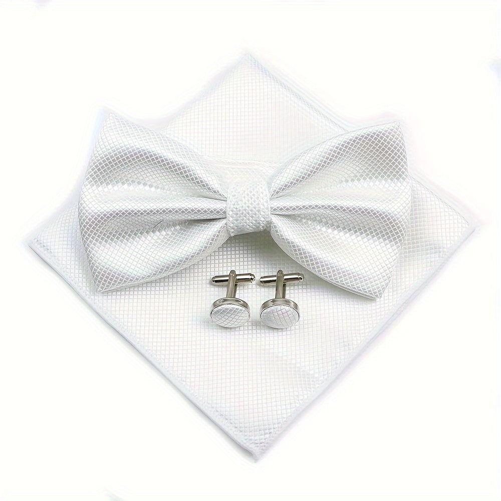 3pcs/set Trendy Bowtie & Pocket Towel & Cufflinks Set.