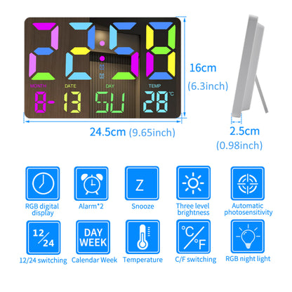 1pc Multifunctional RGB Colorful Digital Remote Control Wall Clock