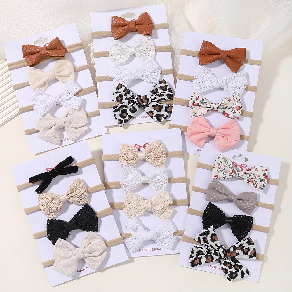 4Pcs/Set Flower Bows Headband Baby Hairband for Girl Children Elastic Hair Bands Soft Toddler Newborn Cute Hair Accessories Gift - buythingsusa