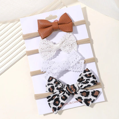 4Pcs/Set Flower Bows Headband Baby Hairband for Girl Children Elastic Hair Bands Soft Toddler Newborn Cute Hair Accessories Gift - buythingsusa