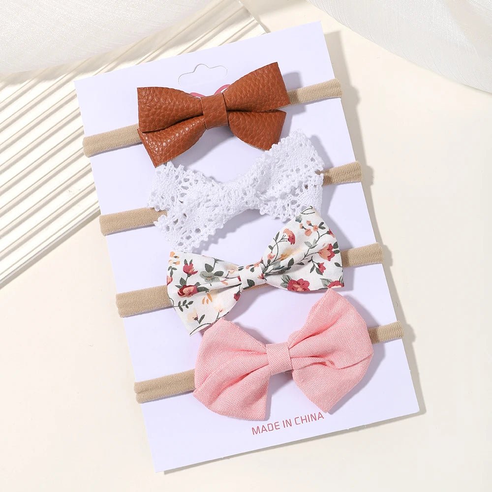 4Pcs/Set Flower Bows Headband Baby Hairband for Girl Children Elastic Hair Bands Soft Toddler Newborn Cute Hair Accessories Gift - buythingsusa