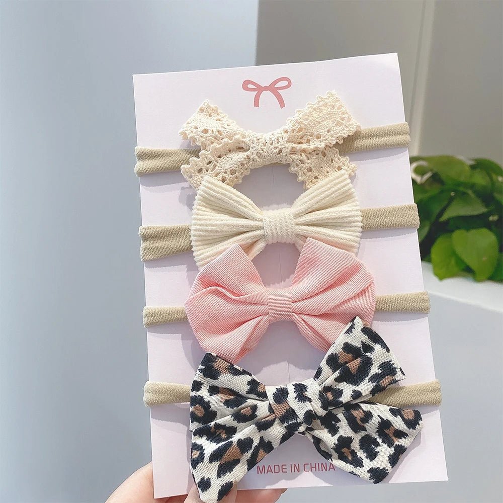 4Pcs/Set Flower Bows Headband Baby Hairband for Girl Children Elastic Hair Bands Soft Toddler Newborn Cute Hair Accessories Gift - buythingsusa