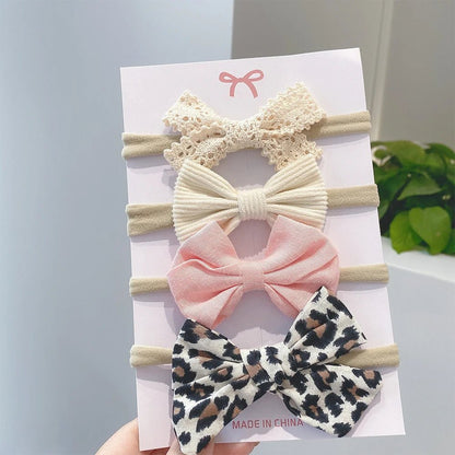 4Pcs/Set Flower Bows Headband Baby Hairband for Girl Children Elastic Hair Bands Soft Toddler Newborn Cute Hair Accessories Gift - buythingsusa