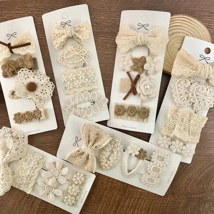 4Pcs/Set New Flower Embroidery Baby Hairpin Kids Girls Sweet BB Hair Clips Newborn Girl Barrettes Lace Headwear Hair Accessories - buythingsusa