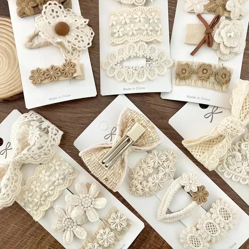 4Pcs/Set New Flower Embroidery Baby Hairpin Kids Girls Sweet BB Hair Clips Newborn Girl Barrettes Lace Headwear Hair Accessories - buythingsusa