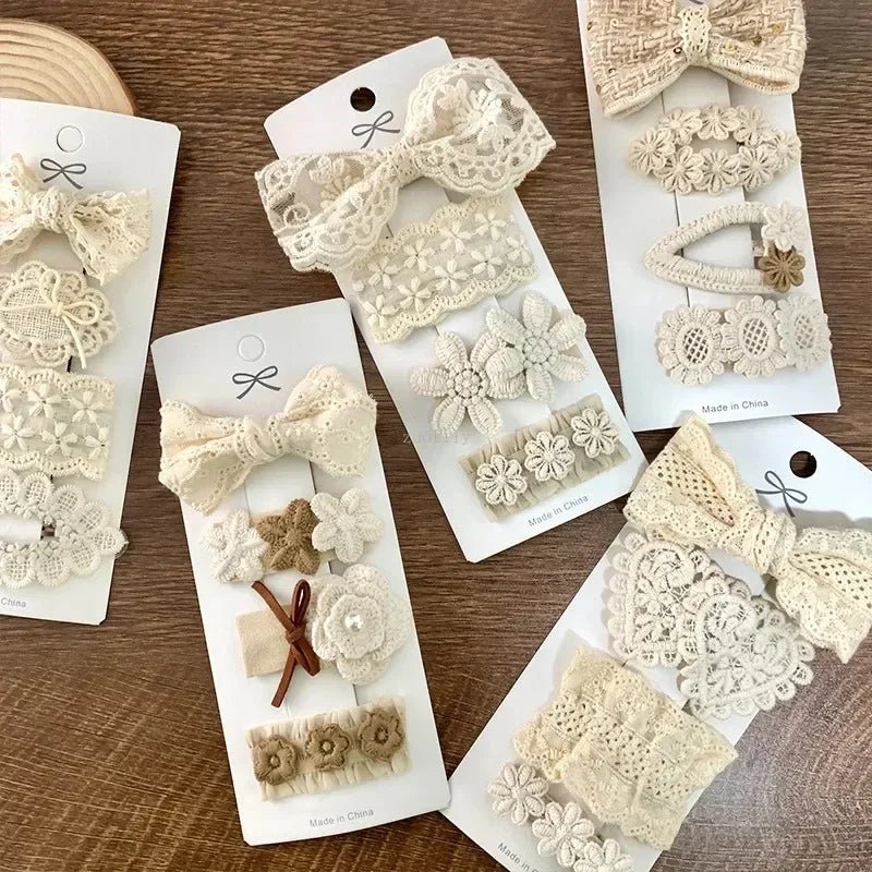 4Pcs/Set New Flower Embroidery Baby Hairpin Kids Girls Sweet BB Hair Clips Newborn Girl Barrettes Lace Headwear Hair Accessories - buythingsusa