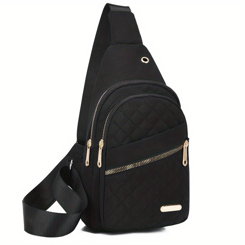 Quilted Casual Chest Bag, Lightweight Foldable Sling Bag, Portable Trendy Versatile Shoulder Bag