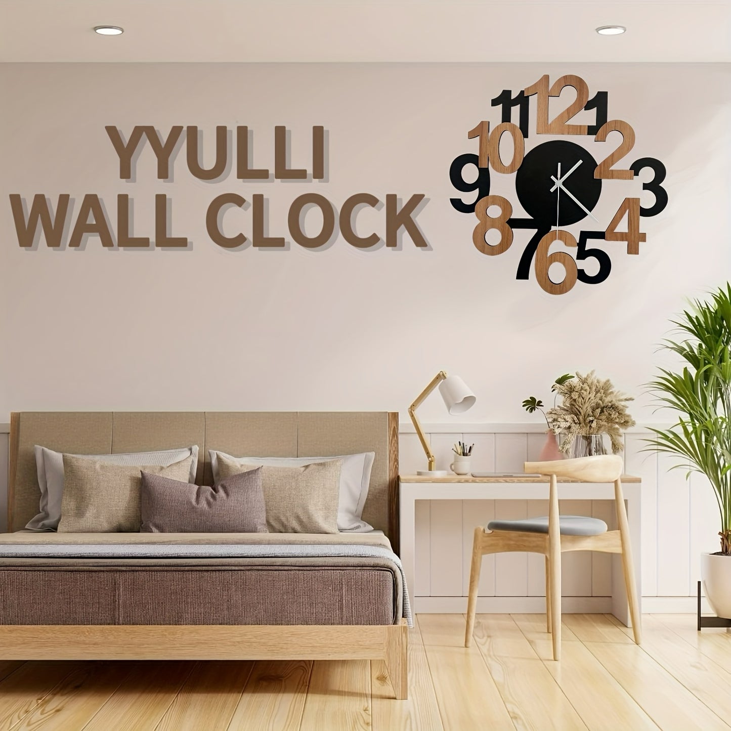 1pc Modern Metal Wall Clock with Asymmetrical Digital Silhouette Design..