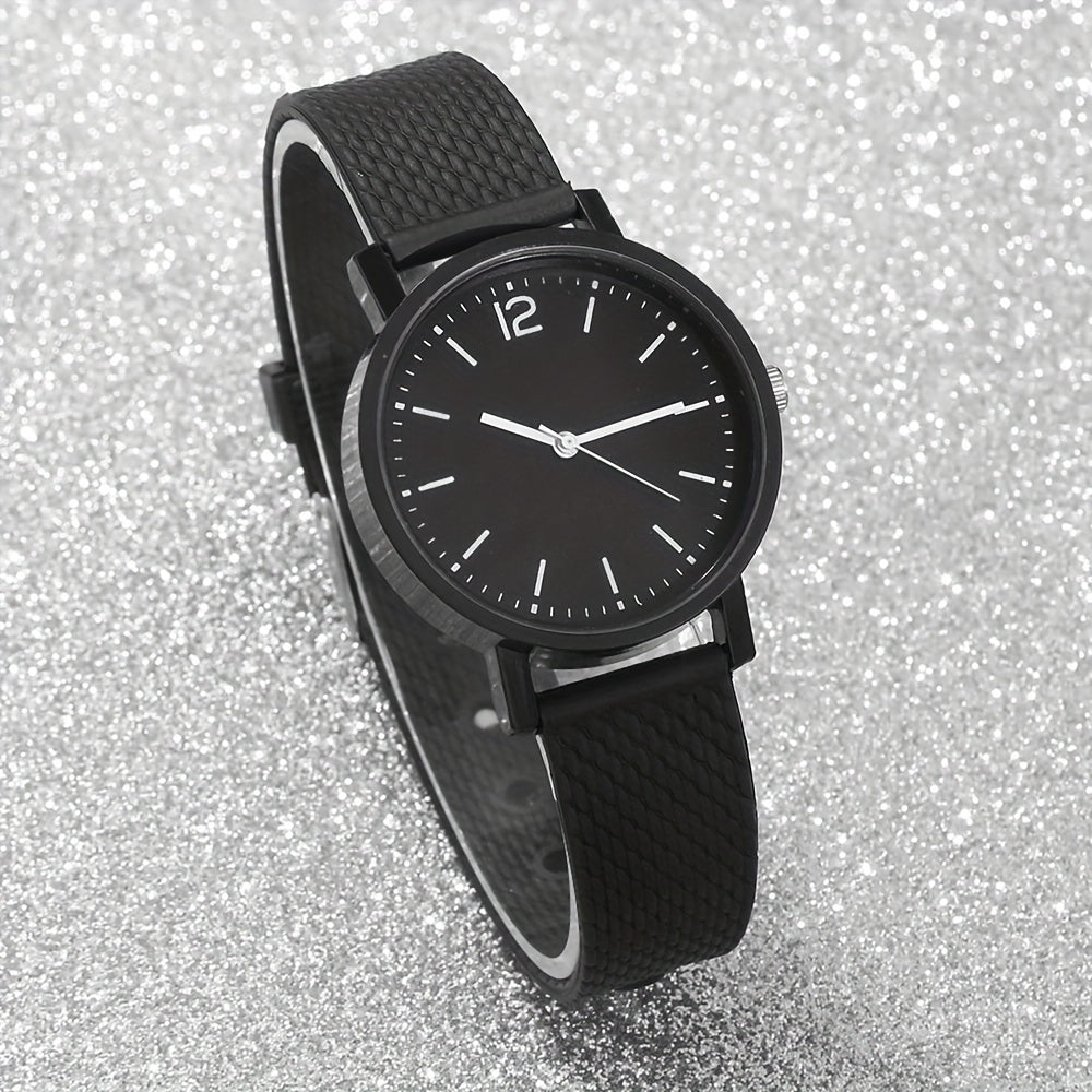 2pcs Unisex Simple Style Quartz Watch Set, Round Dial, Non-Waterproof