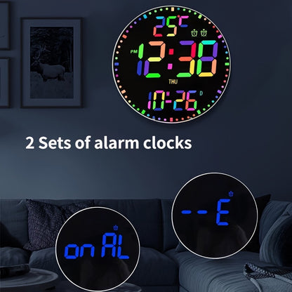 1PC Colorful Electronic Clock, Circular LED Mirror Clock,