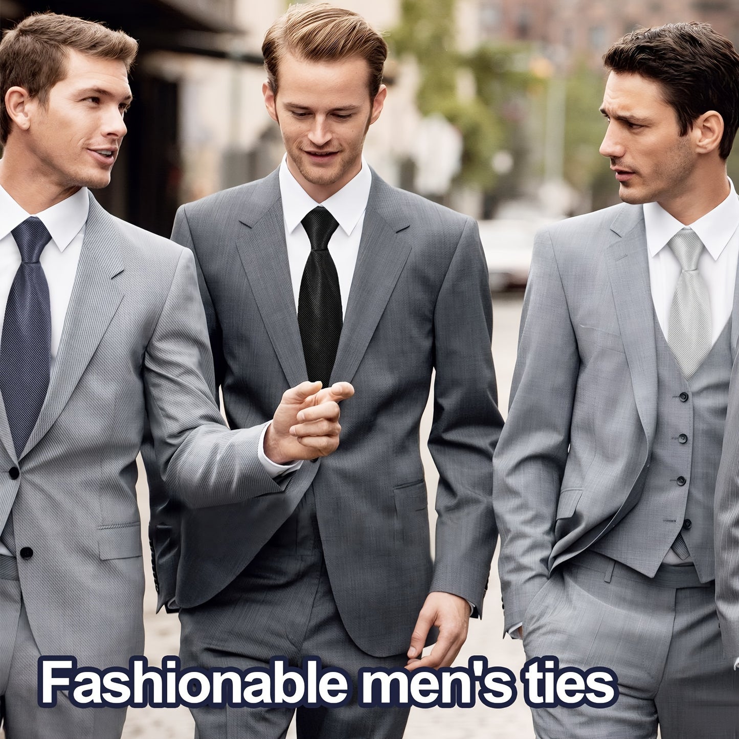 8Pcs/set Men's Slim Pre-Tied Zipper Tie Neck Adjustable Strap Wedding Groom Tie