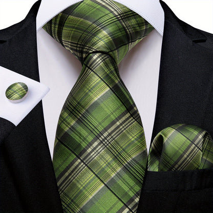 DiBanGu Classic Plaid Tie Set For Mens