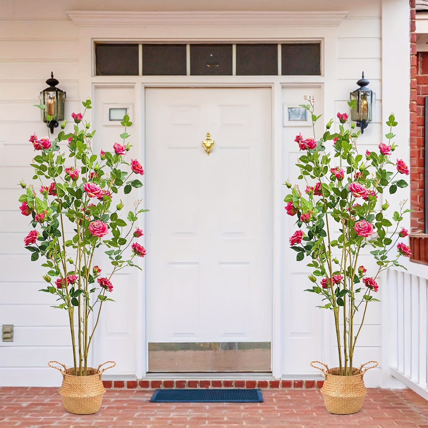 1 Set Of 59 Inch Removable Simulated Rose Tree With Pot - Fake Green Plant With Elegant Pot - Suitable For Indoor Potted Plants, Living Room Decoration, Living Room Plants, Bedroom Decoration, Housewarming Gift