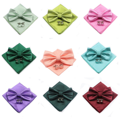 3pcs/set Trendy Bowtie & Pocket Towel & Cufflinks Set.