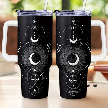 Adiffly 40oz Black Insulated Stainless Steel Tumbler - Gothic & Witch Design, Perfect for Coffee & Water - Halloween Themed - For Men & Women - Ideal Gift for Halloween