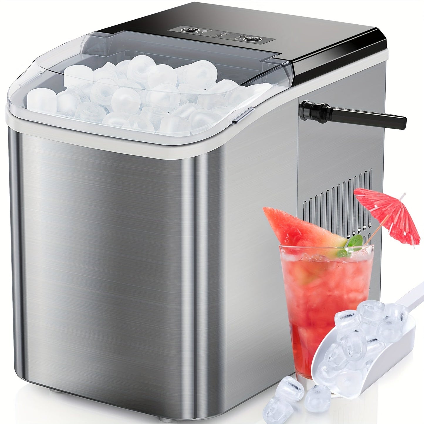 Portable Ice Maker, 9 Cubes/6 Min, 26.5lbs/Day, Self-Cleaning