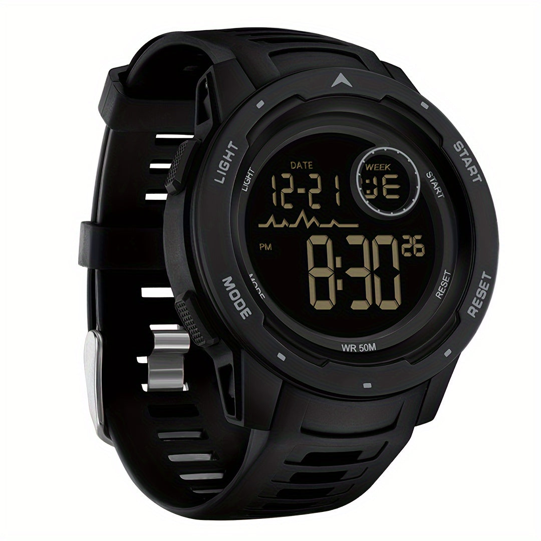 Men's Digital Watch - Sports Watches Tactical Military Stopwatch Alarm 12/24H Outdoor Mens Wristwatch for Running - Durable Stainless Steel & Silicone - For Active Men - Ideal for Sports & Outdoor Activities - Great Gift for Adventurers