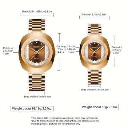 2pcs Business Versatile Stainless Steel Strap Quartz Watches For Couples