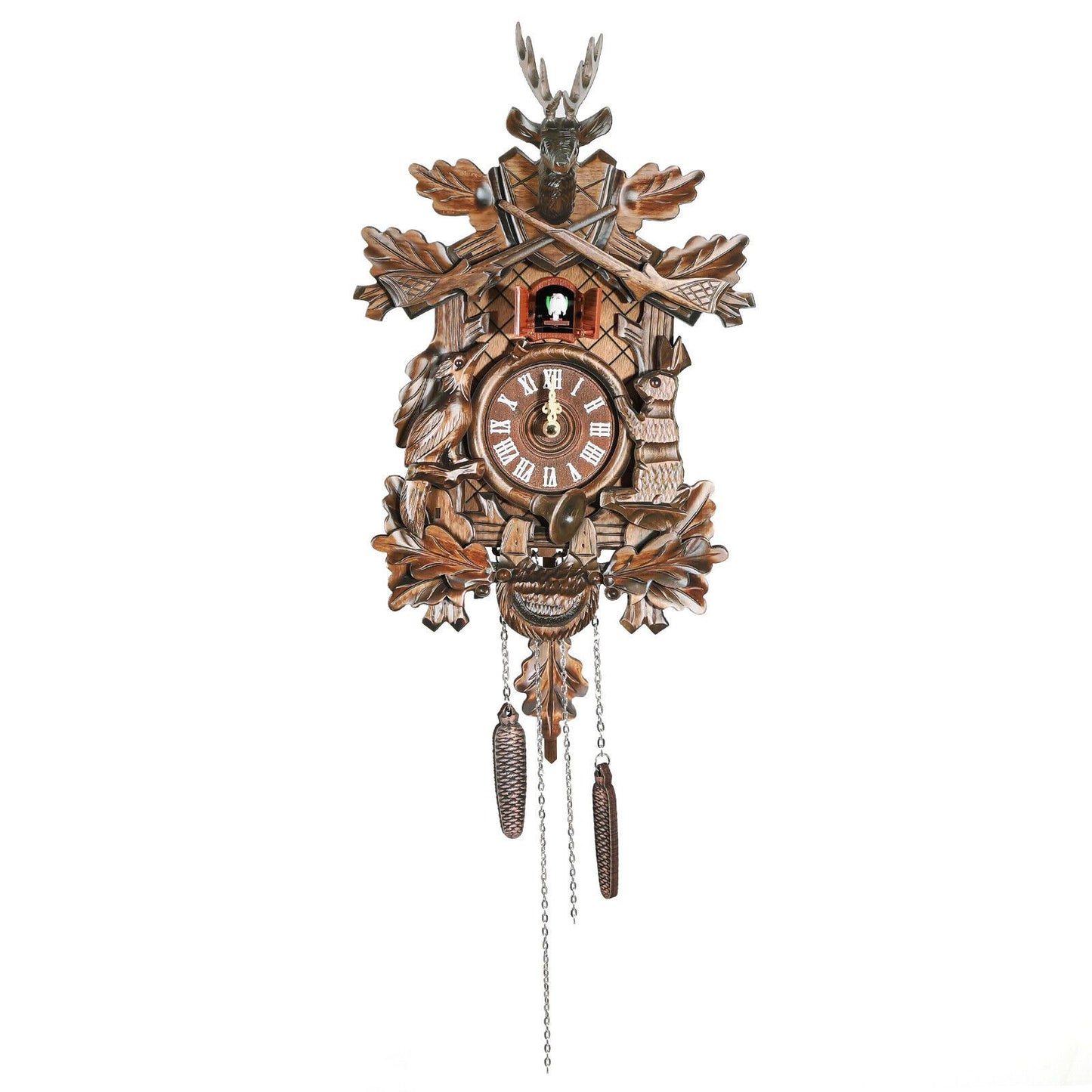 1pc GDRASUYA10 Vintage German Black Forest Handcrafted Pine Wood Cuckoo Clock