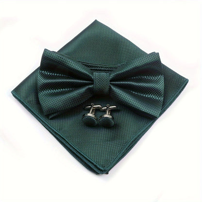 3pcs/set Trendy Bowtie & Pocket Towel & Cufflinks Set.