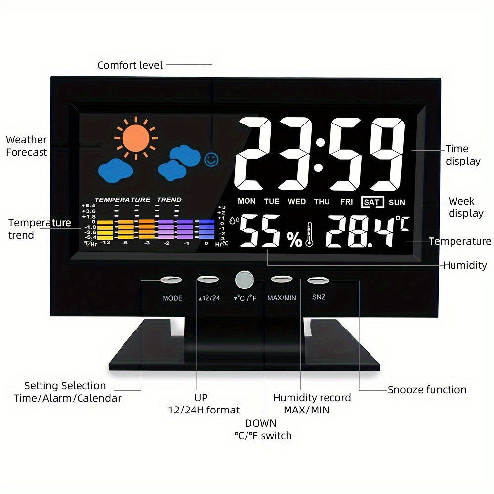 1pc Voice Control Digital Weather Clock