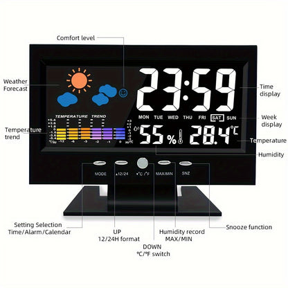 1pc Voice Control Digital Weather Clock