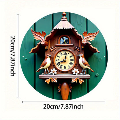 Vintage Floral Birdhouse-Style Metal Wall Clock