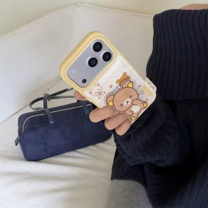 Fashion Cute bear Phone Case For iPhone 17 Pro  Max Back Cover Shockproof Embroidered bear -AX