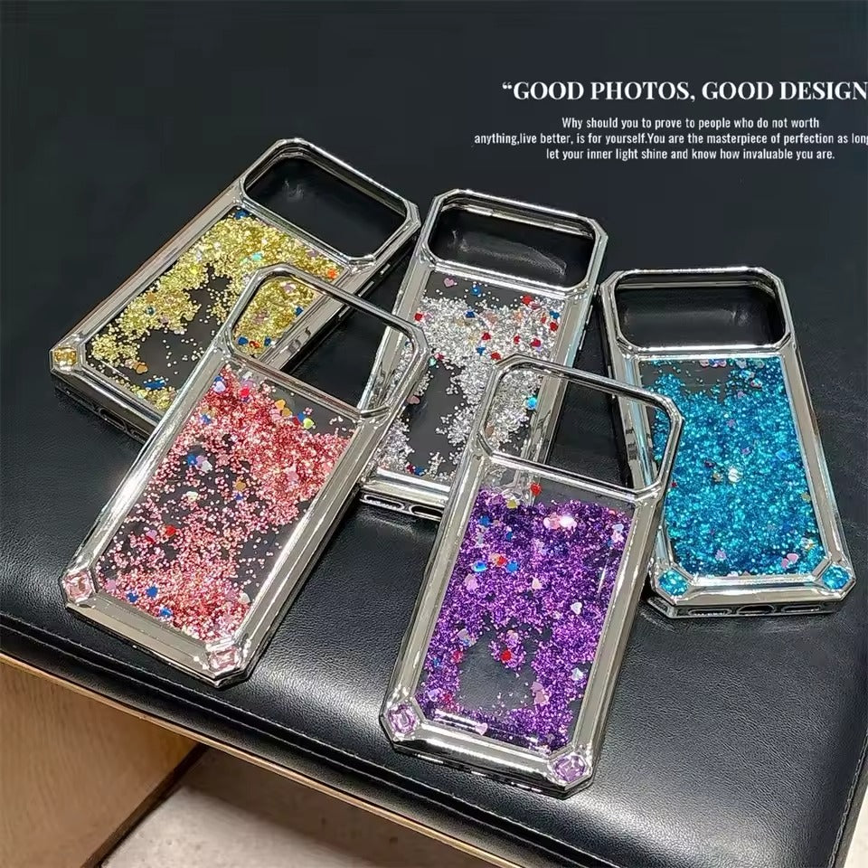 17 ProMax Flowing Sand Phone Case For  Glitter Quicksand Airbag Drop Protection Shell -AX