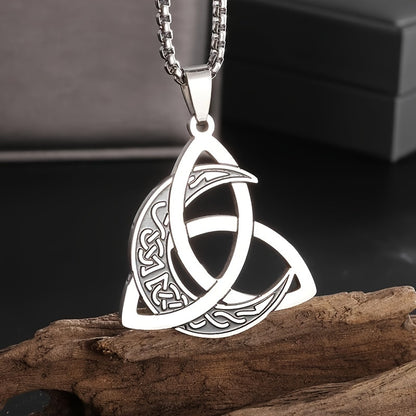 4pcs/set Irish Trinity Knot Celtic Moon Necklace for Men Women Stainless Steel Vintage Triquetra Lucky Amulet Jewelry