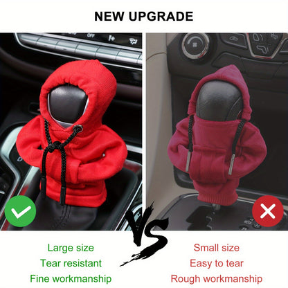 Large Size Universal Car Gear Shift Cover Hoodie, Fashionable Mini Hooded Sweatshirt For Auto Gear Stick Shifter Knob, Interior Accessories Decor