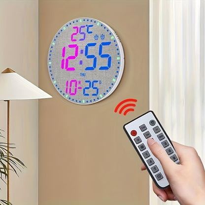 1PC Colorful Electronic Clock, Circular LED Mirror Clock,