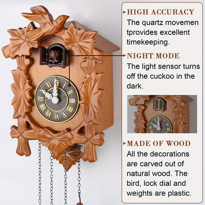 1pc Handcrafted Wooden Cuckoo Clock, MX025, with Auto-Shut-Off Chime...