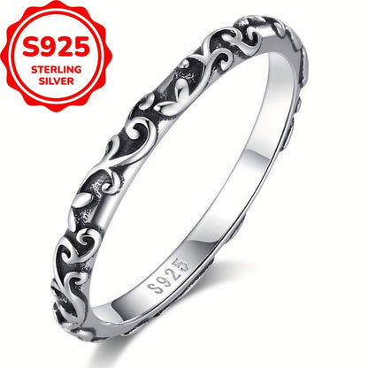 Sterling Silver S925 Vine Pattern Ring: Trendy and Fresh for Daily Wear and Parties - 2.5g