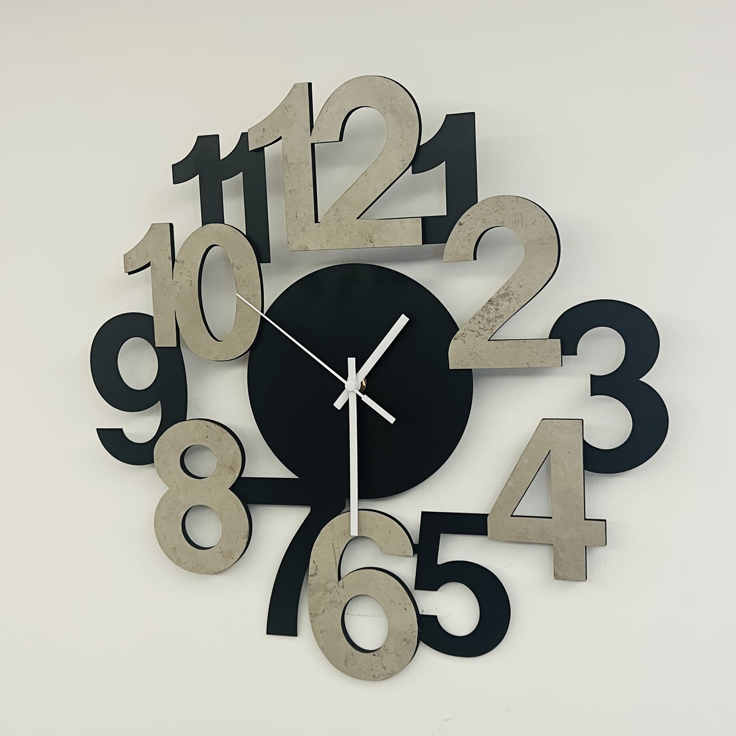1pc Modern Metal Wall Clock with Asymmetrical Digital Silhouette Design..